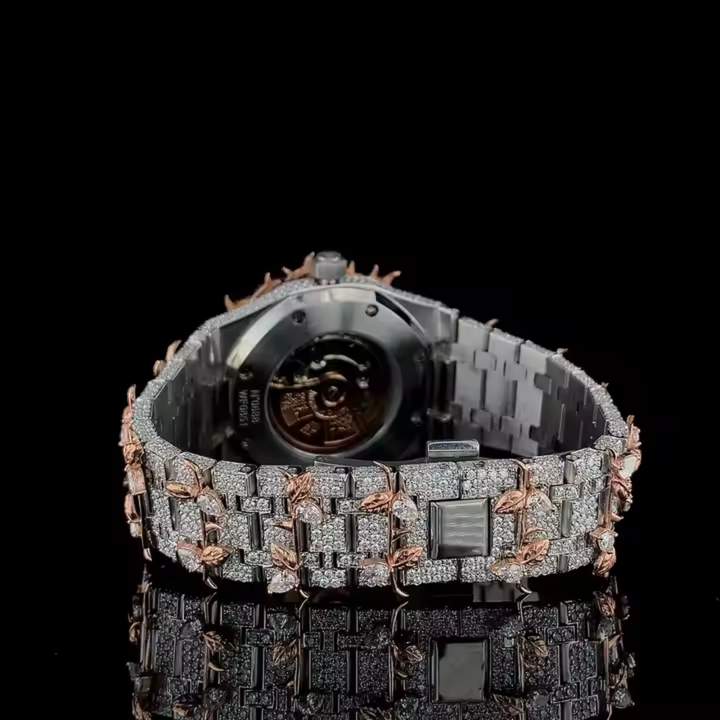 Men's Custom Iced Out Watch Red Dial Thorn Style VVS Moissanite