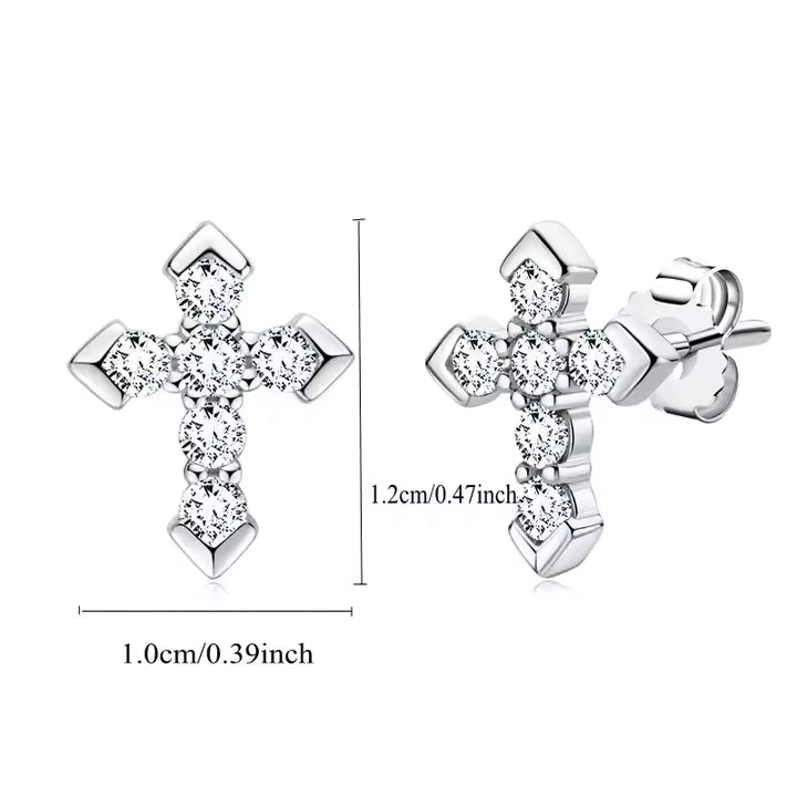 VVS Moissanite Cross 925 Silver Earrings Trend for Men