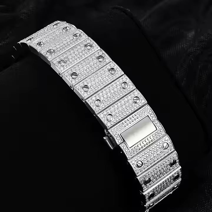 Bust Down Automatic Iced Out VVS Moissanite 925 Silver Square Watch