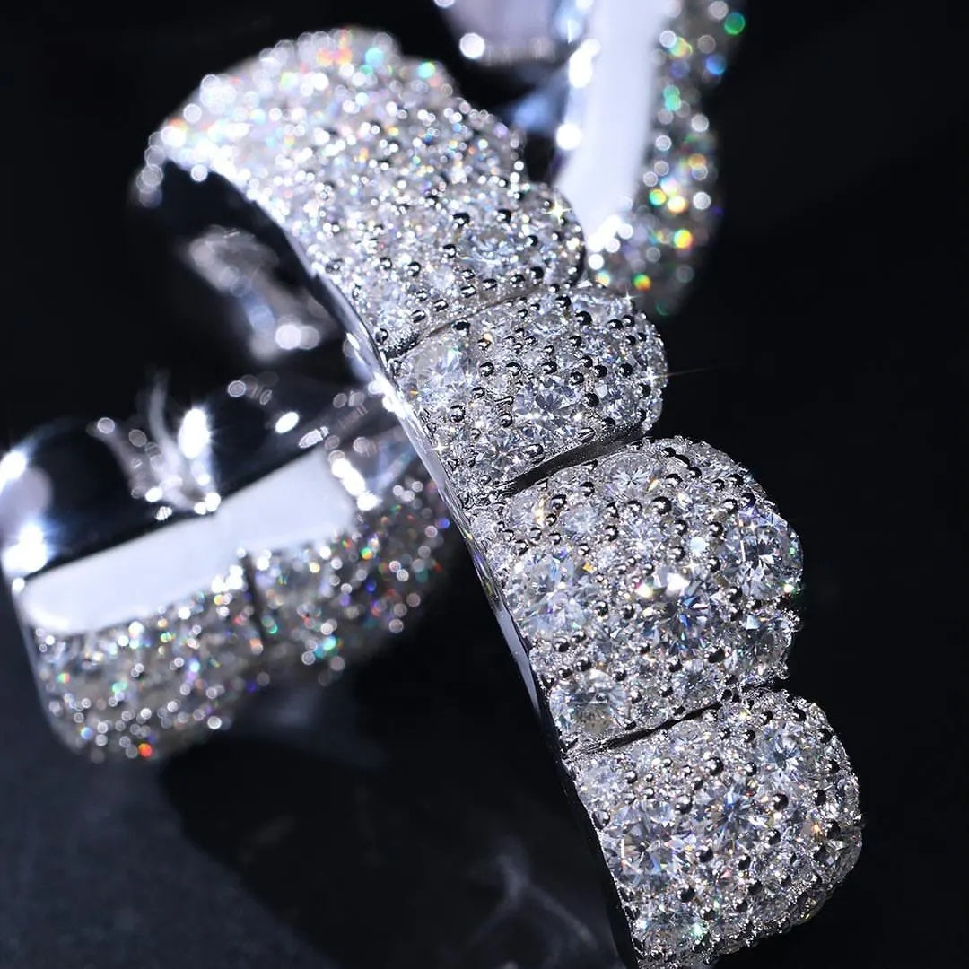Custom VVS Moissanite 925 Sterling Silver Mosaic Set Grills for Teeth 8 on 8