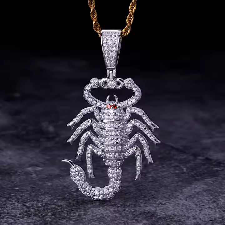 VVS Moissanite 925 Silver Scorpion Men's Pendant Only