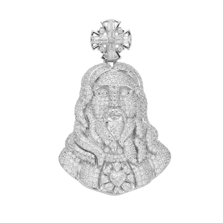 VVS Moissanite Iced Out 925 Silver Orthodox Jesus Pendant Only