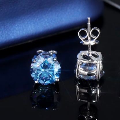 8mm 2CT VVS Moissanite Earring 4 Claws Yellow Blue Black Red Green Rainbow Color 925 Silver Earrings Men's Stud Earrings