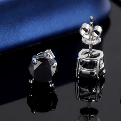 8mm 2CT VVS Moissanite Earring 4 Claws Yellow Blue Black Red Green Rainbow Color 925 Silver Earrings Men's Stud Earrings