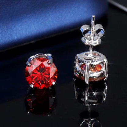 8mm 2CT VVS Moissanite Earring 4 Claws Yellow Blue Black Red Green Rainbow Color 925 Silver Earrings Men's Stud Earrings
