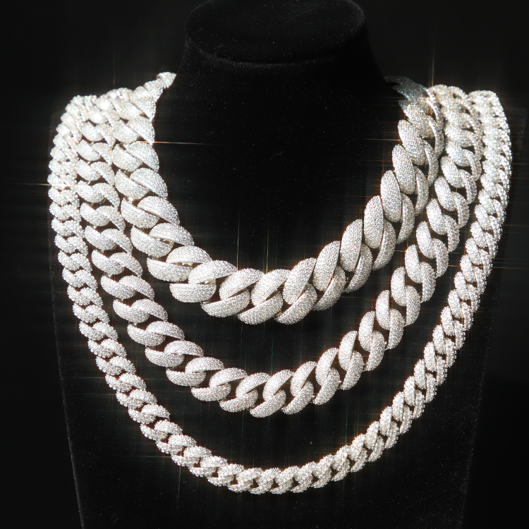 VVS Moissanite Iced Out Cuban Link 925 Silver Chain for Pendant