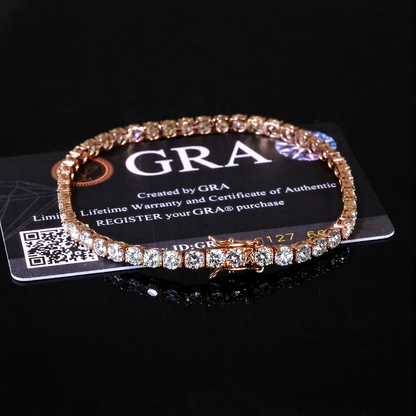 VVS Moissanite Iced Out Cut Rose Gold Colored 925 Silver Tennis Bracelet