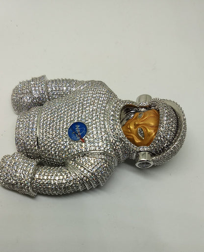 Spaceman Suit with Alien Face having Shutter mechanism 925 Silver Fully with VVS Moissanite Pendant
