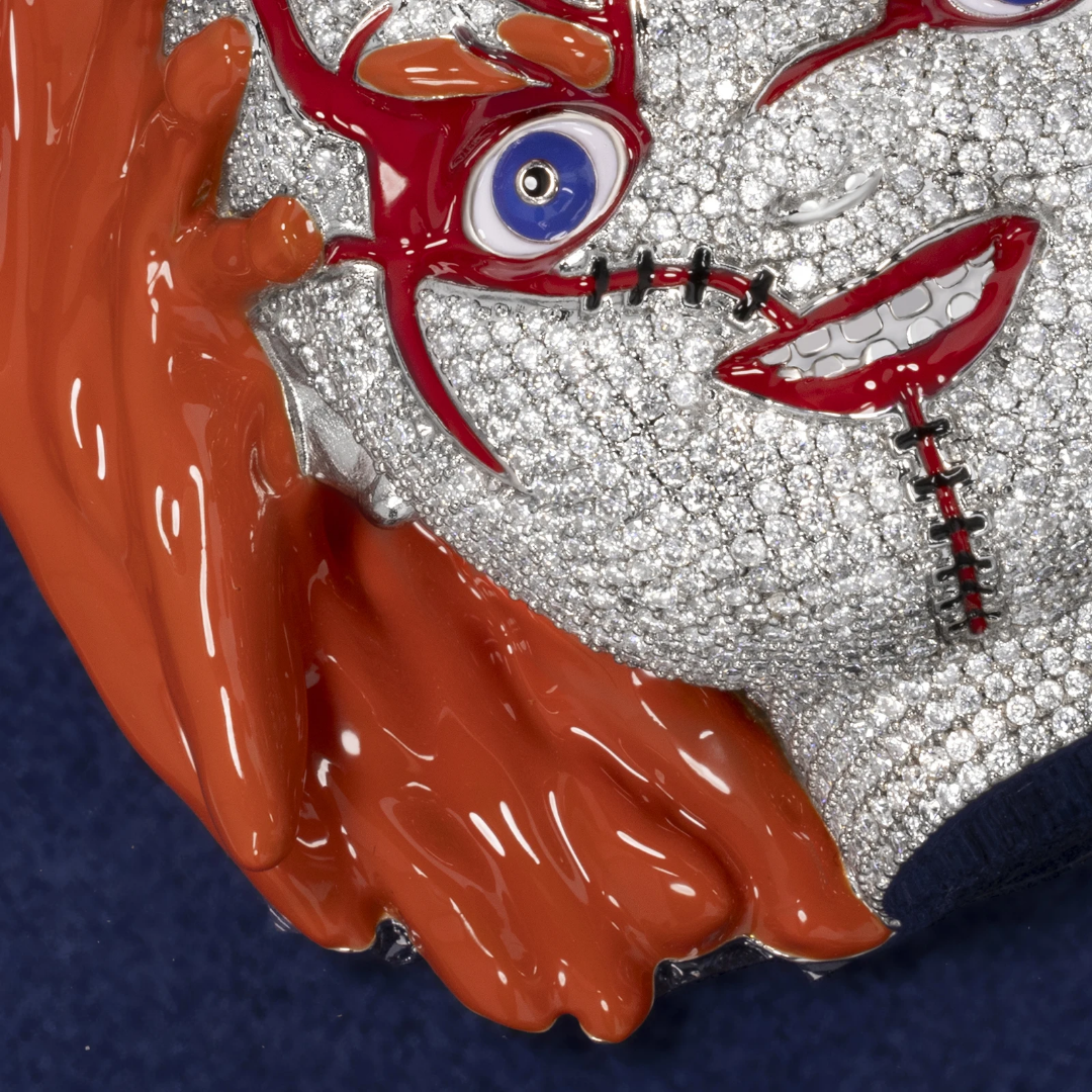 VVS Moissanite 6 Inch Chucky Pendant with Cuban Chain Link