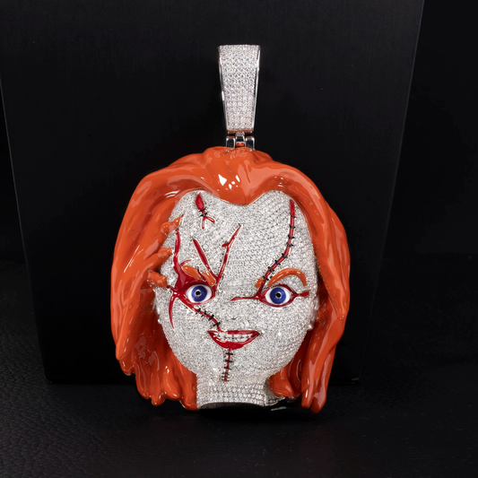 VVS Moissanite 6 Inch Chucky Pendant with Cuban Chain Link