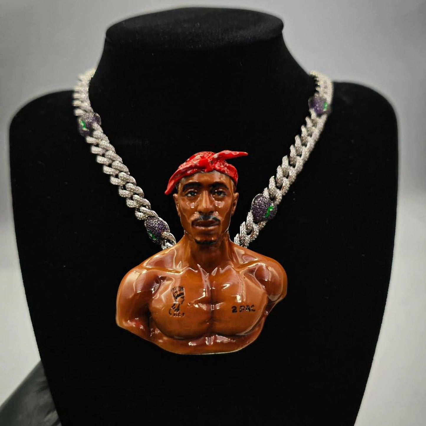 925 Silver Iced Out VVS Moissanite Tupac Pendant
