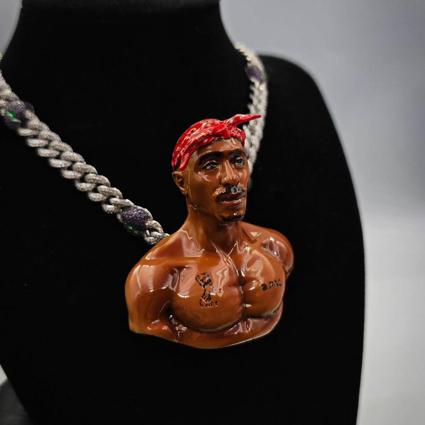 925 Silver Iced Out VVS Moissanite Tupac Pendant