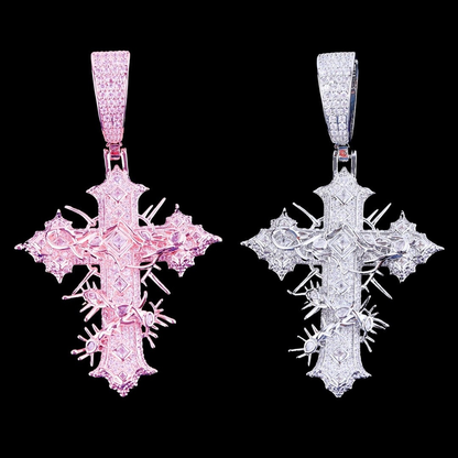 Custom VVS Moissanite Opium Cross Pendant for Men + Necklace