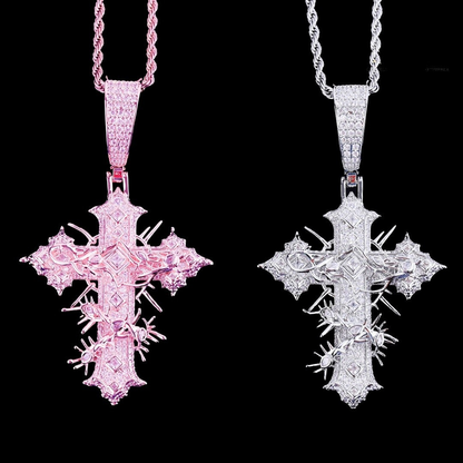 Custom VVS Moissanite Opium Cross Pendant for Men + Necklace
