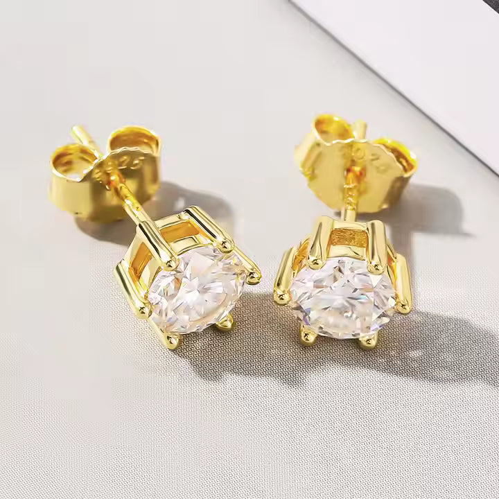 VVS Moissanite Fully Customizable Men's Stud 925 Silver Earrings 4MM-7.5MM