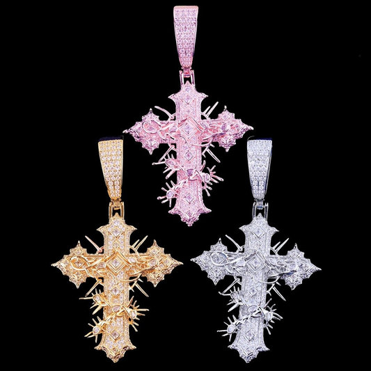Custom VVS Moissanite Opium Cross Pendant for Men + Necklace