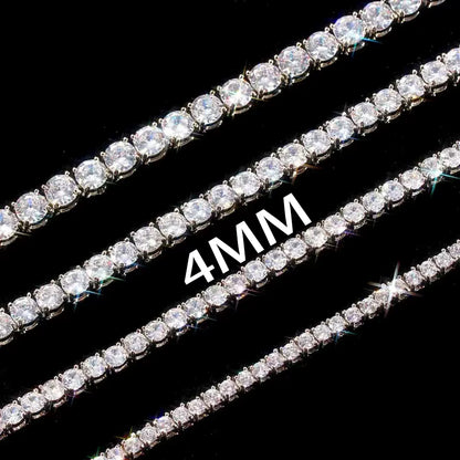 Rose, Gold, Silver - VVS Moissanite Men's 925 Silver Tennis Chain 2mm 3mm 4mm 5mm