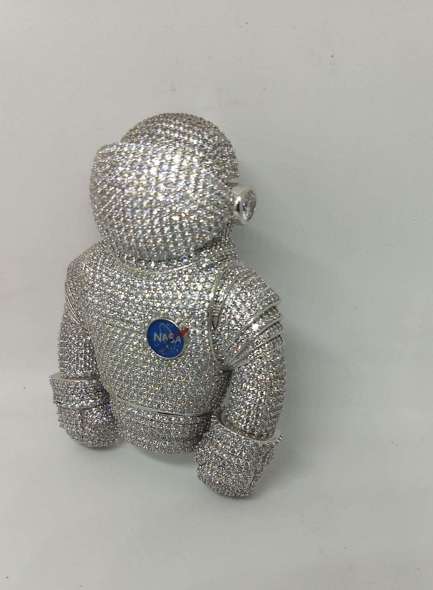 Spaceman Suit with Alien Face having Shutter mechanism 925 Silver Fully with VVS Moissanite Pendant
