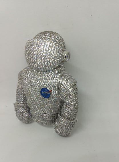 Spaceman Suit with Alien Face having Shutter mechanism 925 Silver Fully with VVS Moissanite Pendant