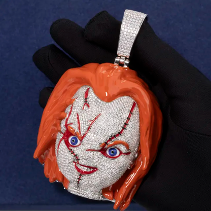 VVS Moissanite 6 Inch Chucky Pendant with Cuban Chain Link