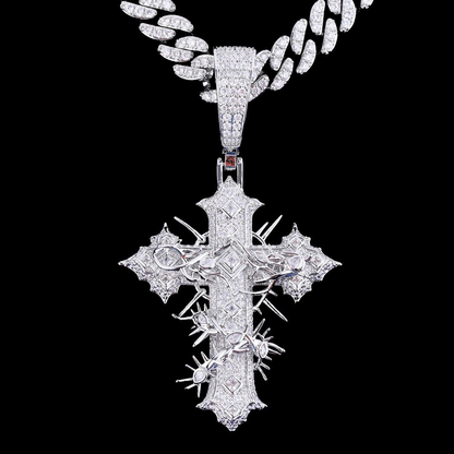 Custom VVS Moissanite Opium Cross Pendant for Men + Necklace