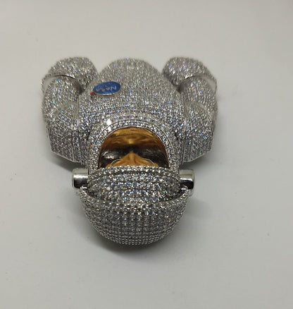 Spaceman Suit with Alien Face having Shutter mechanism 925 Silver Fully with VVS Moissanite Pendant