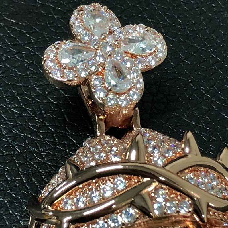 Rose Gold Plated VVS Moissanite Iced Out 925 Silver Men's Jesus Pendant Only