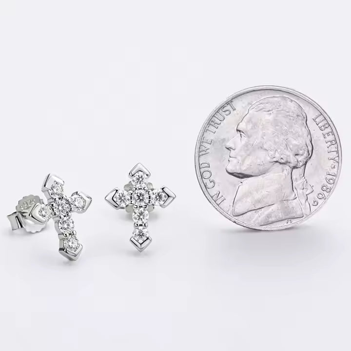 VVS Moissanite Cross 925 Silver Earrings Trend for Men