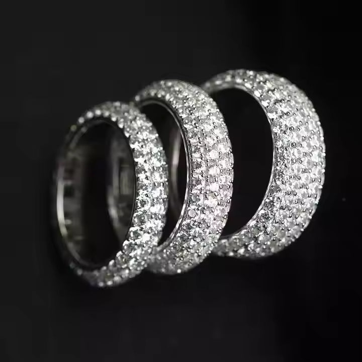 4rows VVS Moissanite 925 Sterling Silver Ring