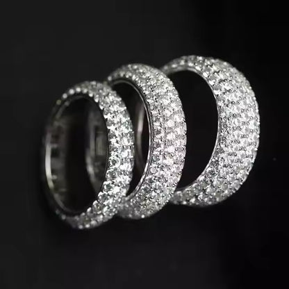 4rows VVS Moissanite 925 Sterling Silver Ring