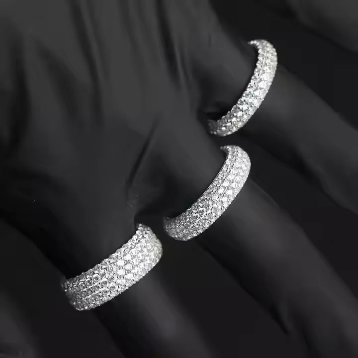 4rows VVS Moissanite 925 Sterling Silver Ring