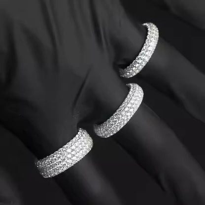 4rows VVS Moissanite 925 Sterling Silver Ring