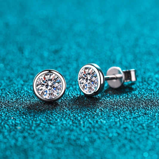 Shiny One Carat VVS Moissanite 925 Silver Stud Earrings