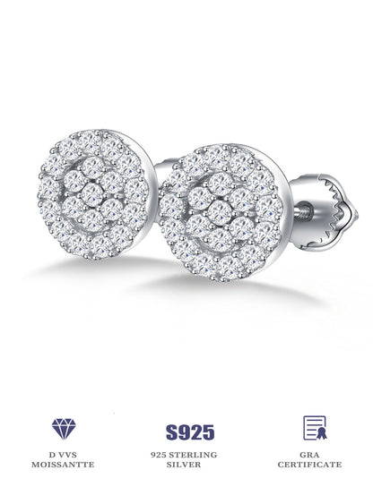Iced Out VVS Moissanite Luxury Men's 925 Silver 6.5mm Stud Earrings