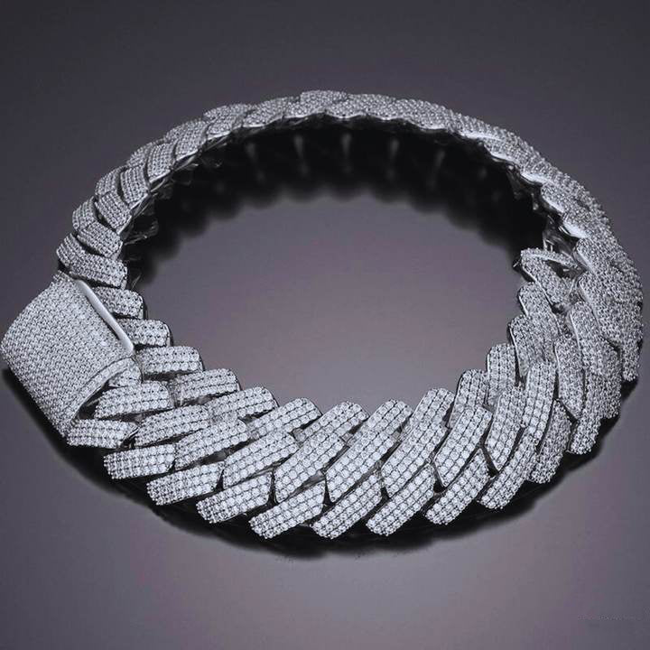 8mm 10mm 12mm 925 Silver Iced Out Moissanite Cuban Link Chain