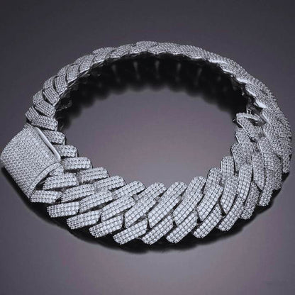 8mm 10mm 12mm 925 Silver Iced Out Moissanite Cuban Link Chain