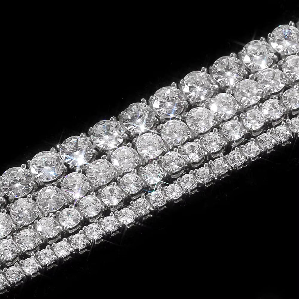 Rose, Gold, Silver - VVS Moissanite Men's 925 Silver Tennis Chain 2mm 3mm 4mm 5mm