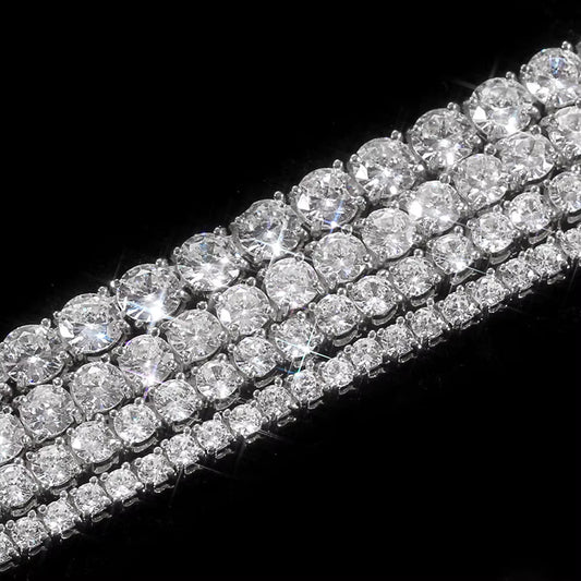 Rose, Gold, Silver - VVS Moissanite Men's 925 Silver Tennis Chain 2mm 3mm 4mm 5mm