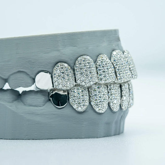 Punk Custom Solid 925 Silver Tooth Caps Iced Out VVS Moissanite Grills