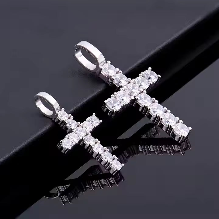 VVS Moissanite 925 Silver Crosses Chain Necklace Pendant for Men