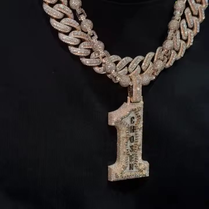 VVS Moissanite Iced Out 925 Silver "Chosen 1" Pendant Only