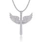 VSS Moissanite 925 Silver Angel Wing 53mm by 50mm Cross Pendant Only