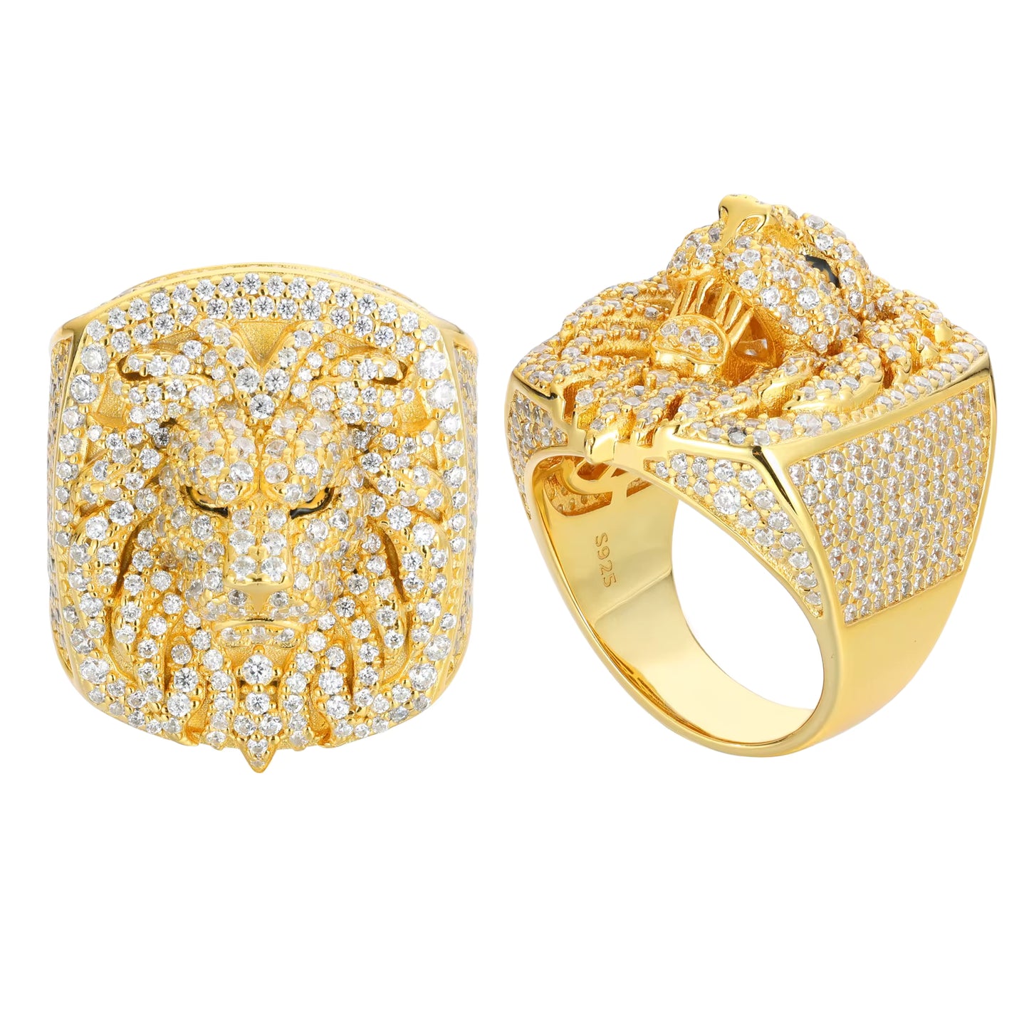 VVS Moissanite Iced Out 925 Silver Lion Head Ring