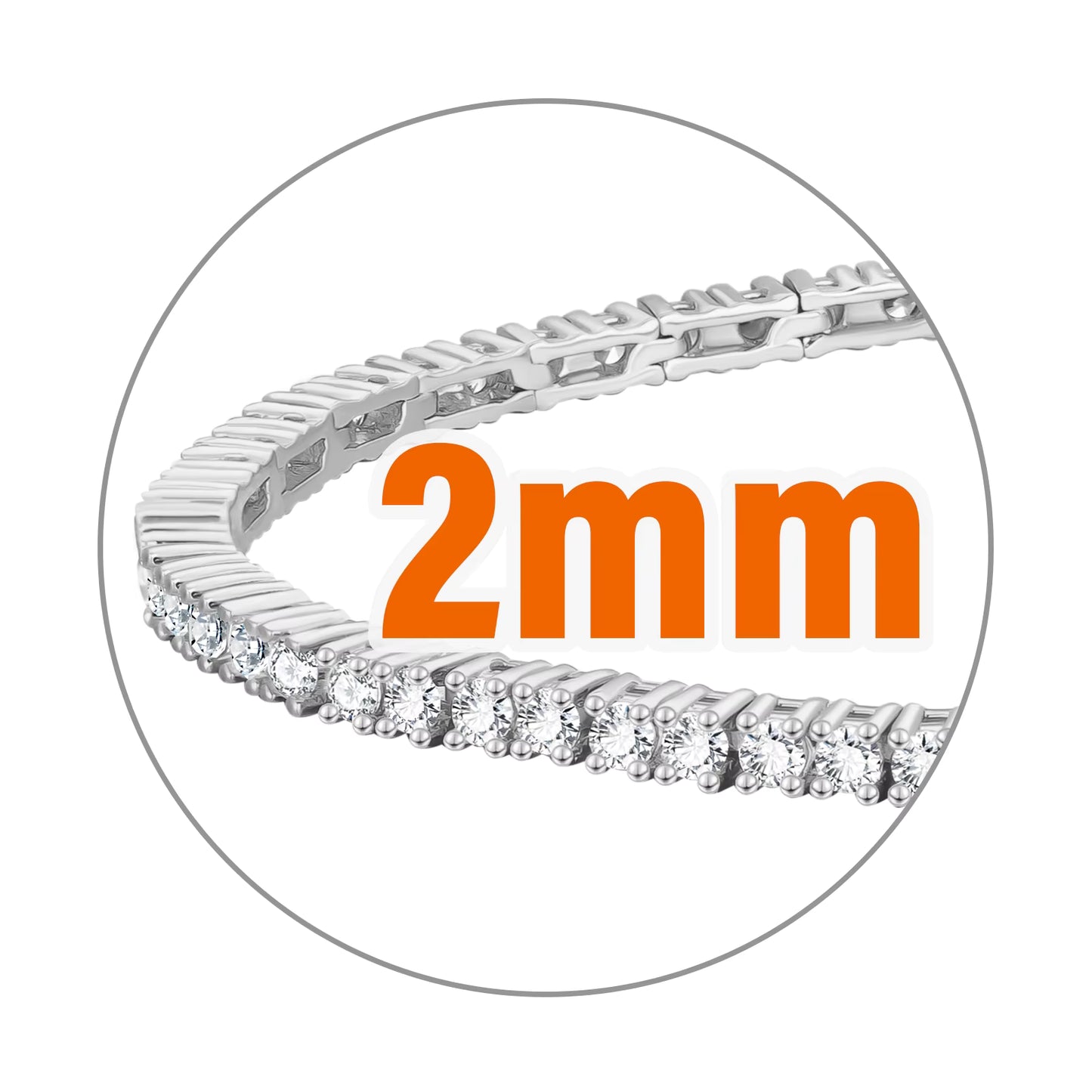 925 Sterling Silver VVS Moissanite 2mm 3mm 4mm Tennis Bracelet