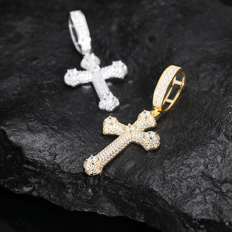 Iced Out VVS Moissanite 925 Silver Cross Pendant Only