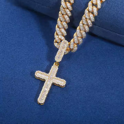 Men's Luxury 925 Silver VVS Moissanite Cross Pendant Only
