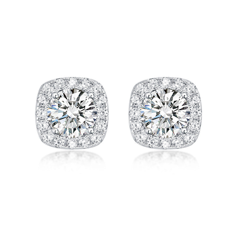 Classic Square VVS Moissanite 925 Silver Stud Earrings For Men 8mm 10mm