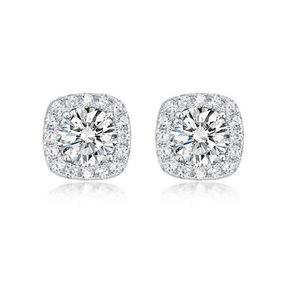 Classic Square VVS Moissanite 925 Silver Stud Earrings For Men 8mm 10mm