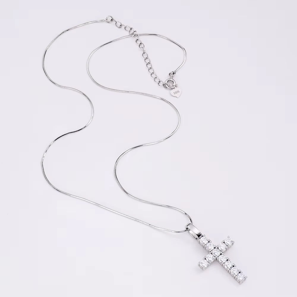 VVS Moissanite 925 Silver Crosses Chain Necklace Pendant for Men