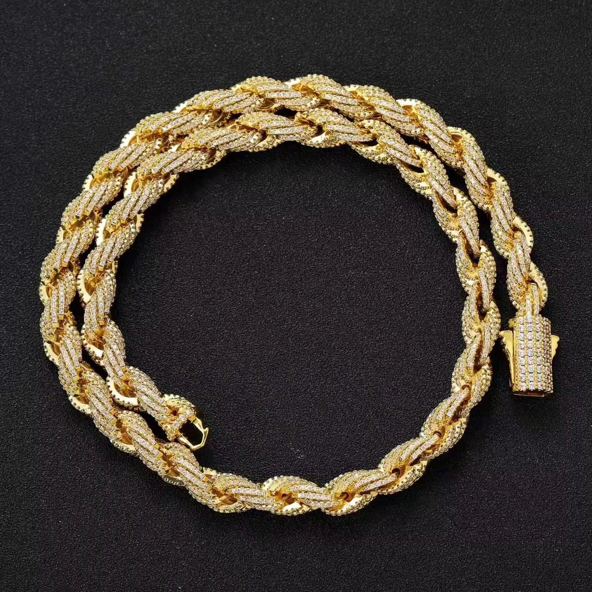 VVS Moissanite Cuban Link Iced Out Tennis 925 Silver Rope Chain